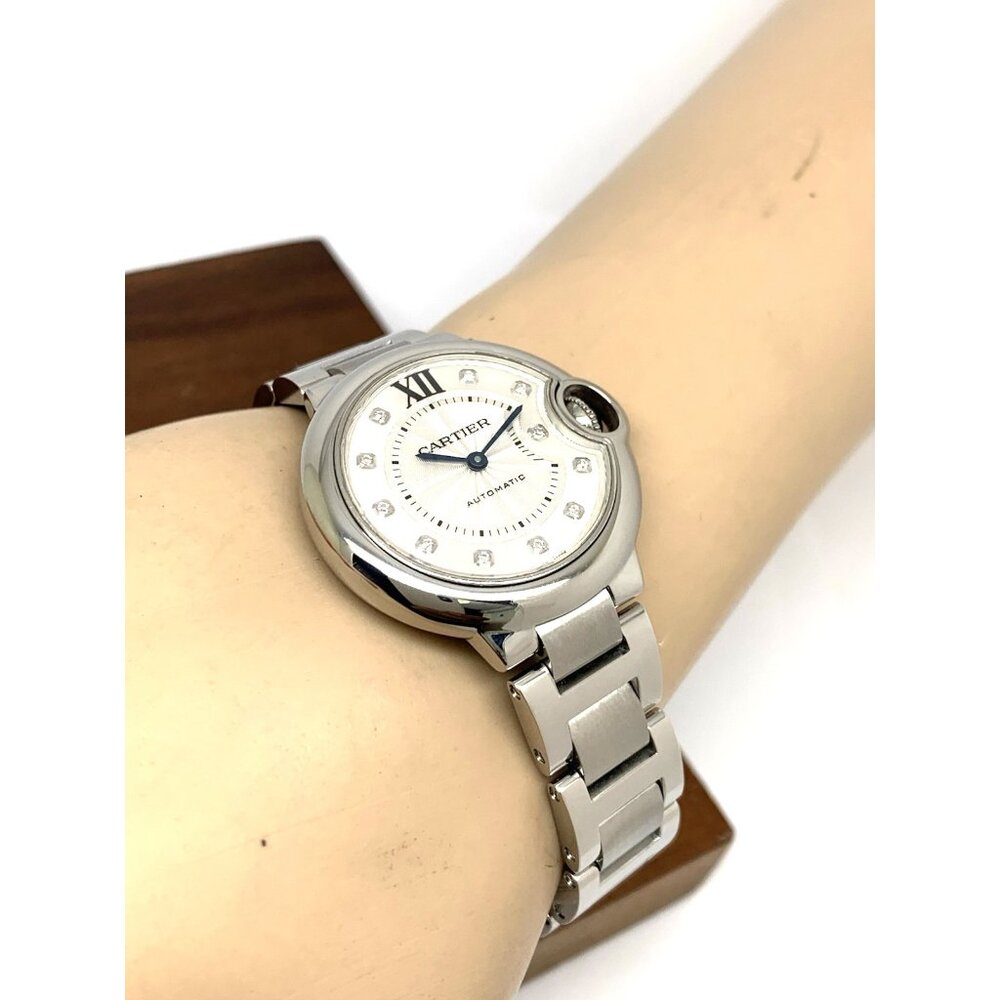 Cartier Ballon Bleu Women's Watch 3489 Swiss Automatic Diamond Dial Steel 33mm - Picture 5 of 14